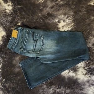 American eagle super stretch kick boot size 4 regular dark wash jeans distressed